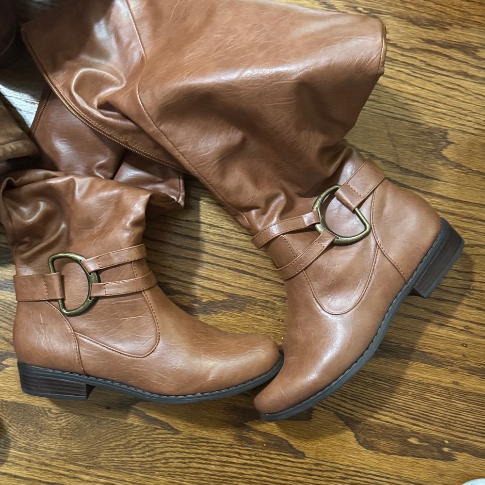 Macy's Brown Ankle Boots with Distressed Leather